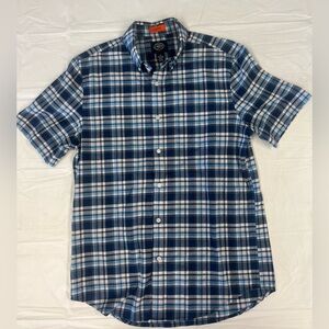 St Johns Bay Men's Button Up Shirt Blue Plaid Easy Care Size Medium